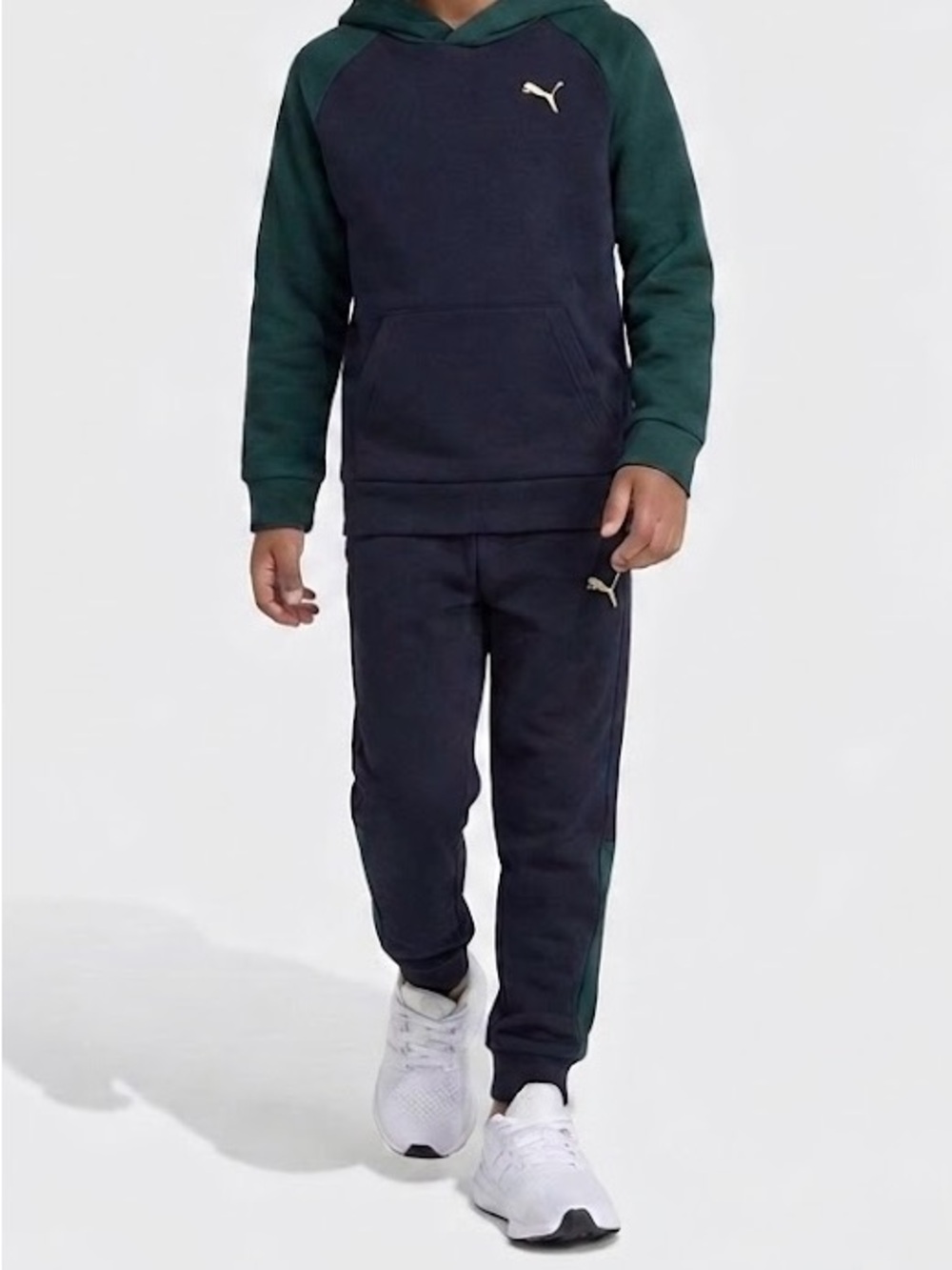 Puma Kids Navy and Green Hoodie & Jogger Set Size.  S/P